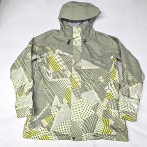Volcom Nimbus Snowboard Jacket XL Green Yellow Geometric Waterproof Ski Shell